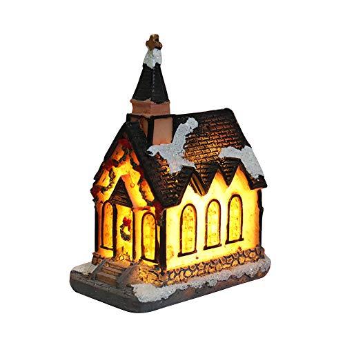 ISAKEN Weihnachtsdorf Mit Beleuchtung, Weihnachtshaus Beleuchtet, Weihnachtsdeko Häuser Led, Weihnachtsdorf Häuser Zubehör Deko Miniatur Retro Weihnachtsdorf Deko Weihnachtsbeleuchtung Weihnachtsdeko von ISAKEN