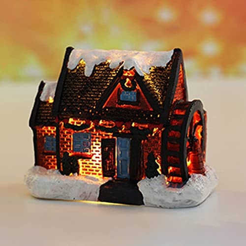 ISAKEN Weihnachtsdorf Mit Beleuchtung, Weihnachtshaus Beleuchtet, Weihnachtsdeko Häuser Led, Weihnachtsdorf Häuser Zubehör Deko Miniatur Retro Weihnachtsdorf Deko Weihnachtsbeleuchtung Weihnachtsdeko von ISAKEN