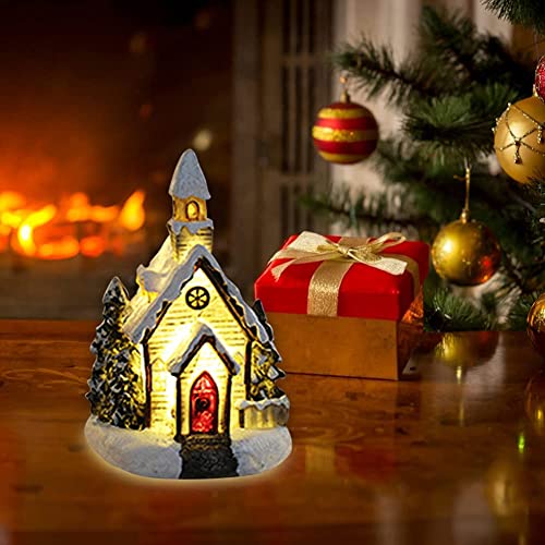 ISAKEN Weihnachtsdorf Mit Beleuchtung, Weihnachtshaus Beleuchtet, Weihnachtsdeko Häuser Led, Weihnachtsdorf Häuser Zubehör Deko Miniatur Retro Weihnachtsdorf Deko Weihnachtsbeleuchtung Weihnachtsdeko von ISAKEN