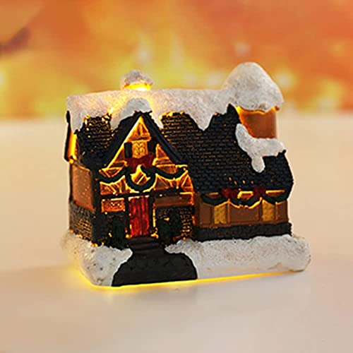 ISAKEN Weihnachtsdorf Mit Beleuchtung, Weihnachtshaus Beleuchtet, Weihnachtsdeko Häuser Led, Weihnachtsdorf Häuser Zubehör Deko Miniatur Retro Weihnachtsdorf Deko Weihnachtsbeleuchtung Weihnachtsdeko von ISAKEN