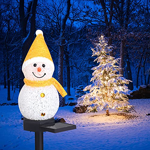 LED Solarleuchten Schneemann Figur Solar Gartenstecker Weihnachten Beleuchtet, Weihnachten Schneemann Figur Garten Solarlampen Beleuchtung Weihnachtsdeko Lampe für Außen Outdoor Rasen Terrassen Deko von ISAKEN