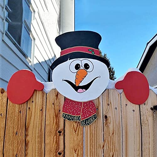 Weihnachtsschmuck Weihnachts-Yard-Schilder Weihnachtsmann Rentier Schneemann Garten Zaun Peeker Ornamente Elch Hexe Vogel Skelett festliches Weihnachten Thema Zaundekoration Außendekoration, 30×40cm von ISAKEN