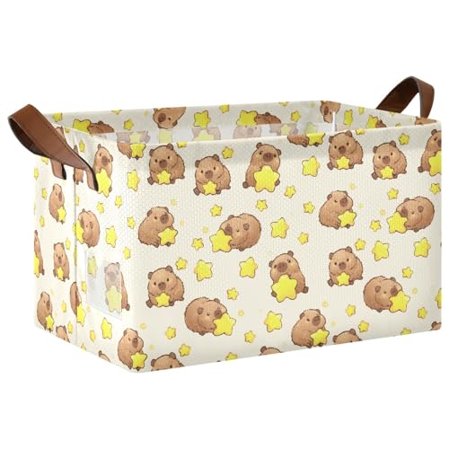 ISAOA Capybara rechteckiger Aufbewahrungskorb mit Sternmuster, zusammenklappbarer Aufbewahrungskorb mit Griffen für die Organisation von Zuhause, Küche, Büro, Schlafzimmer, Spielzeug, Schrank ISAOA Capybara rechteckiger Aufbewahrungskorb mit Sternmuster, zusammenklappbarer Aufbewahrungskorb mit Griffen für die Organisation von Zuhause, Küche, Büro, Schlafzimmer, Spielzeug, Schrank von ISAOA