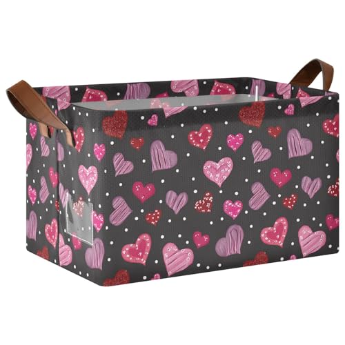 ISAOA Line Love Aufbewahrungskorb mit Punktemuster, rechteckig, mit Griffen, für die Organisation von Zuhause, Küche, Büro, Schlafzimmer, Spielzeug, Schrank, Regalkörbe ISAOA Line Love Aufbewahrungskorb mit Punktemuster, rechteckig, mit Griffen, für die Organisation von Zuhause, Küche, Büro, Schlafzimmer, Spielzeug, Schrank, Regalkörbe von ISAOA