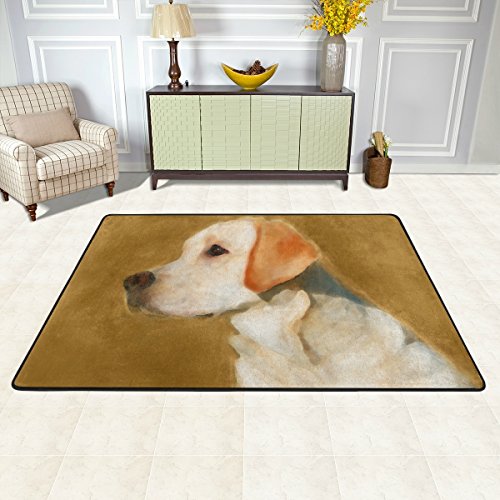 ISAOA Moderner und bequemer Teppich mit niedlichem Hund, gelber Labrador, 91 x 61 cm, langlebiger Teppich, Läufer für Türmatte, Küche, Esszimmer, Wohnzimmer, Flur, Badezimmer, Haustiereingang von ISAOA