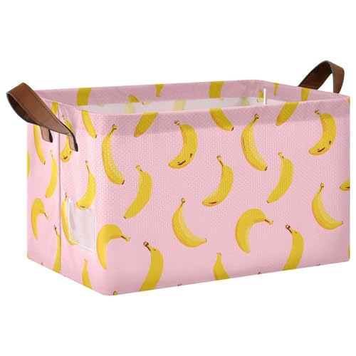 ISAOA Rechteckiger Aufbewahrungskorb mit Bananenmuster, zusammenklappbarer Aufbewahrungskorb mit Griffen für Zuhause, Küche, Büro, Schlafzimmer, Spielzeug, Schrank, Regalkörbe ISAOA Rechteckiger Aufbewahrungskorb mit Bananenmuster, zusammenklappbarer Aufbewahrungskorb mit Griffen für Zuhause, Küche, Büro, Schlafzimmer, Spielzeug, Schrank, Regalkörbe von ISAOA
