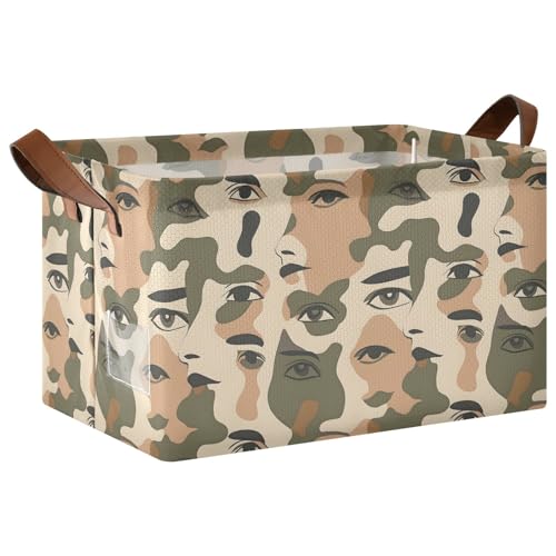 ISAOA Rechteckiger Aufbewahrungskorb mit Gesichtern in Camouflage-Muster, zusammenklappbarer Aufbewahrungskorb mit Griffen für die Organisation von Zuhause, Küche, Büro, Schlafzimmer, Spielzeug ISAOA Rechteckiger Aufbewahrungskorb mit Gesichtern in Camouflage-Muster, zusammenklappbarer Aufbewahrungskorb mit Griffen für die Organisation von Zuhause, Küche, Büro, Schlafzimmer, Spielzeug von ISAOA