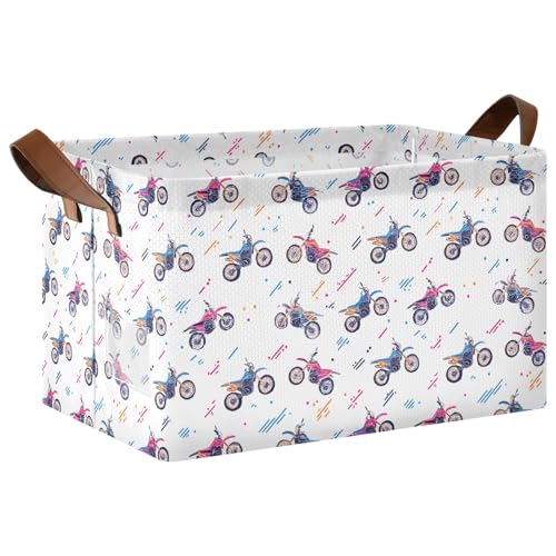 ISAOA Rechteckiger Aufbewahrungskorb mit Motorradstreifenmuster, zusammenklappbarer Aufbewahrungskorb mit Griffen für Zuhause, Küche, Büro, Schlafzimmer, Spielzeug, Schrank, Regalkörbe ISAOA Rechteckiger Aufbewahrungskorb mit Motorradstreifenmuster, zusammenklappbarer Aufbewahrungskorb mit Griffen für Zuhause, Küche, Büro, Schlafzimmer, Spielzeug, Schrank, Regalkörbe von ISAOA