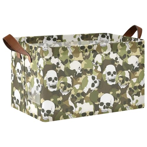 ISAOA Rechteckiger Aufbewahrungskorb mit Totenkopf im Camouflage-Muster, zusammenklappbar, mit Griffen, für Zuhause, Küche, Büro, Schlafzimmer, Spielzeug, Schrank, Regalkörbe ISAOA Rechteckiger Aufbewahrungskorb mit Totenkopf im Camouflage-Muster, zusammenklappbar, mit Griffen, für Zuhause, Küche, Büro, Schlafzimmer, Spielzeug, Schrank, Regalkörbe von ISAOA