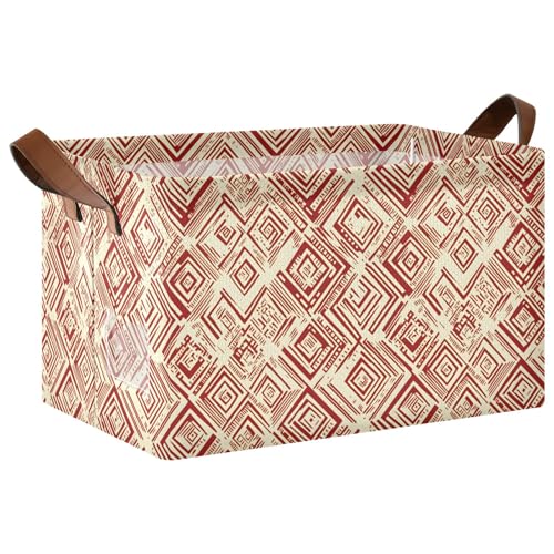 ISAOA Rechteckiger Aufbewahrungskorb mit geometrischem Muster, faltbar, mit Griffen, für Zuhause, Küche, Büro, Schlafzimmer, Spielzeug, Schrank, Regalkörbe, Rot ISAOA Rechteckiger Aufbewahrungskorb mit geometrischem Muster, faltbar, mit Griffen, für Zuhause, Küche, Büro, Schlafzimmer, Spielzeug, Schrank, Regalkörbe, Rot von ISAOA