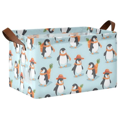 ISAOA Rechteckiger Aufbewahrungskorb mit niedlichem Pinguin-Karotten-Design, zusammenklappbar, mit Griffen, für Zuhause, Küche, Büro, Schlafzimmer, Spielzeug, Schrank, Regalkörbe ISAOA Rechteckiger Aufbewahrungskorb mit niedlichem Pinguin-Karotten-Design, zusammenklappbar, mit Griffen, für Zuhause, Küche, Büro, Schlafzimmer, Spielzeug, Schrank, Regalkörbe von ISAOA