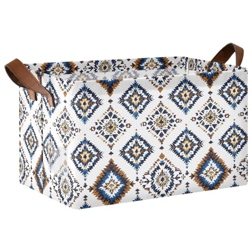 ISAOA Rechteckiger Aufbewahrungskorb mit schönem geometrischem Muster, zusammenklappbarer Aufbewahrungskorb mit Griffen für Zuhause, Küche, Büro, Schlafzimmer, Spielzeug, Schrank, Regalkörbe von ISAOA