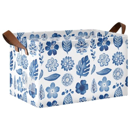 ISAOA Rechteckiger Aufbewahrungskorb mit tropischen Blumen, faltbar, mit Griffen, für Zuhause, Küche, Büro, Schlafzimmer, Spielzeug, Schrank, Regalkörbe, Blau ISAOA Rechteckiger Aufbewahrungskorb mit tropischen Blumen, faltbar, mit Griffen, für Zuhause, Küche, Büro, Schlafzimmer, Spielzeug, Schrank, Regalkörbe, Blau von ISAOA