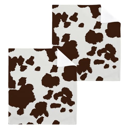 ISAOA Weiche Handtücher mit Kuh-Druck, Baumwolle, Waschlappen, Gesichtstuch, Fingerspitzen-Handtücher, schnelltrocknend, 4 Stück, 30 x 30 cm von ISAOA