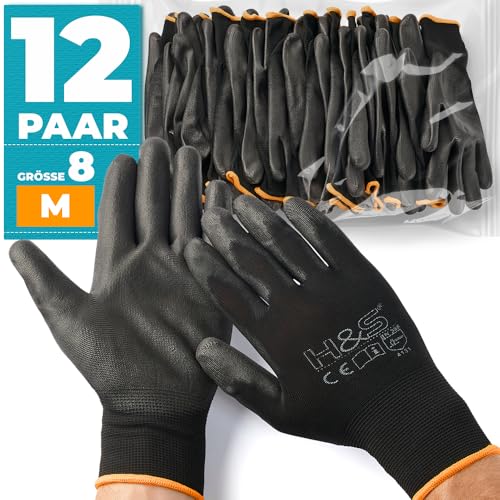 ISC Hygiene & Safety Arbeitshandschuhe Herren Damen - Schutz Handschuhe für Arbeit Werkstatt Mechaniker Montage Gartenhandschuhe - 12 Paar Größe 8 M Medium - Nylon PU-beschichtet mit Grip Tastgefühl ISC Hygiene & Safety Arbeitshandschuhe Herren Damen - Schutz Handschuhe für Arbeit Werkstatt Mechaniker Montage Gartenhandschuhe - 12 Paar Größe 8 M Medium - Nylon PU-beschichtet mit Grip Tastgefühl von ISC Hygiene & Safety