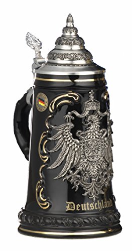King Bierkrug schwarzer Deutschland Zinnwappenseidel 0,5 Liter Bierseidel KI 415-SZA 0,5L Deutschland von KING
