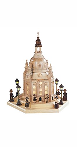 Mueller Lichterhaus Frauenkirche Dresdenmit Innenbeleuchtung inkl. Trafo (230V), Natur, Original Erzgebirge Seiffen von Müller