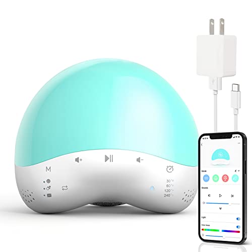 ISEKIE White Noise Machine Baby, Nachttischlampe touch dimmbar, Wecker mit licht, Einschlafhilfe babys mit 25 Soundeffekte, LED Nachtlicht kinder app mit Timing-Funktion, Babygeschenke von ISEKIE
