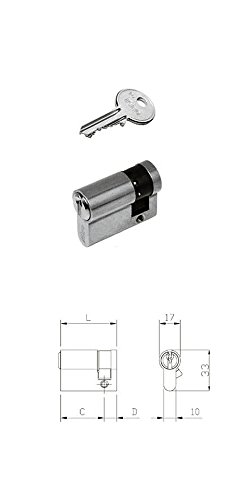 ISEO SERRATURE 820930109 ISEO F5 MEZZOCILINDRUCK 40 mm 30-10 MONOPROFIL lackierter Schlüssel 5SPINE Grande CAMMA DIN 8 Positionen silber von Iseo