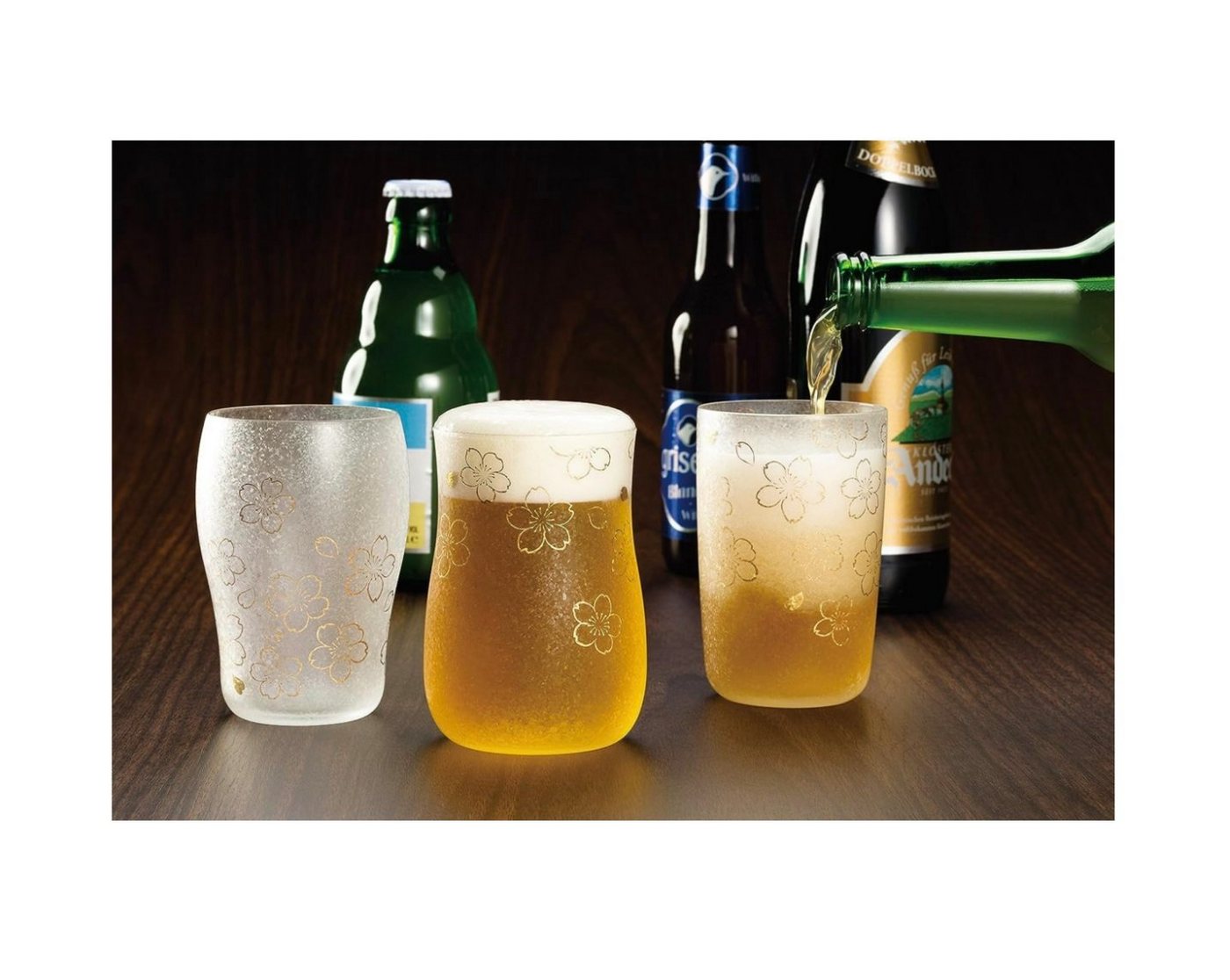 ISHIZUKA GLASS Bierglas Made in Japan 3 Arten Biergläser SAKURA in schöne Holzkiste von ISHIZUKA GLASS
