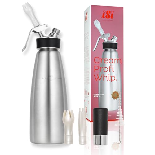 iSi 1730 Sahnespender 1000ml Cream Profi Whip 1 L, Aus hochwertigem Edelstahl rostfrei, Betrieb mit iSi sahnekapseln, Für Sahne & weitere kalte Anwendungen, Spülmaschinenfest von ISI