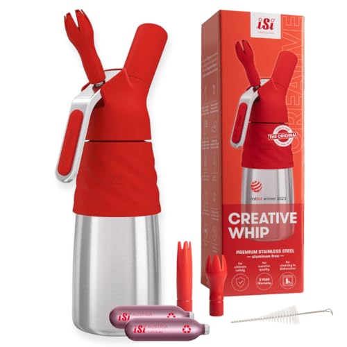iSi Creative Whip Sahnespender 500ml , iSi Red , hochwertiger Edelstahl , inkl. 2 iSi Sahnekapseln & 2 Garniertüllen , iSi Sahnespender für Sahne, Dessert & herzhafte Dips , Spülmaschinenfest iSi Creative Whip Sahnespender 500ml , iSi Red , hochwertiger Edelstahl , inkl. 2 iSi Sahnekapseln & 2 Garniertüllen , iSi Sahnespender für Sahne, Dessert & herzhafte Dips , Spülmaschinenfest von ISI