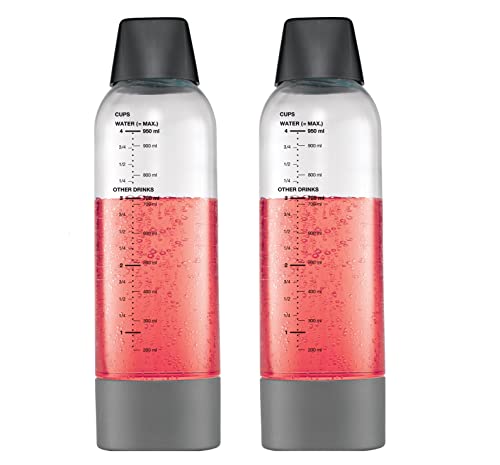 iSi Twist'n Sparkle Flaschenset|2x1L Ersatzflaschen für Wassersprudler|Soda Maker|Trinkflasche für kohlensäurehaltige Getränke|Robuste PET-Flaschen mit Deckel|für Cocktails und Drinks|BPA-frei von ISI