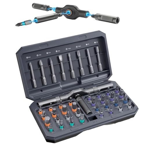42 in 1 Magnetisches Schraubendreher Set | Ratschenschraubendreher Set mit Abnehmbarer T-Griff Präzisions-Reparatur-Werkzeug-Set mit 40 S2 Stahl Bits, Multi-Bit Magnet Schraubendreher-Set 42 in 1 Magnetisches Schraubendreher Set | Ratschenschraubendreher Set mit Abnehmbarer T-Griff Präzisions-Reparatur-Werkzeug-Set mit 40 S2 Stahl Bits, Multi-Bit Magnet Schraubendreher-Set von ISIVOUS
