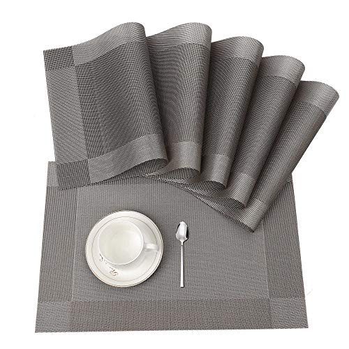 ISIYINER Tischset, Platzset 6er Set rutschfest Abwaschbar PVC Abgrifffeste Hitzebeständig Platzdeckchen für Zuhause Restaurant Speisetisch Silber ISIYINER Tischset, Platzset 6er Set rutschfest Abwaschbar PVC Abgrifffeste Hitzebeständig Platzdeckchen für Zuhause Restaurant Speisetisch Silber von ISIYINER