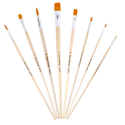 ISIYINER Malen Pinsel Set Premium Nylon Pinsel Künstlerpinsel Aquarell Acryl Flachpinsel Ölmalpinsel für Anfänger Profis Künstler Gemälde 8 Stück von ISIYINER