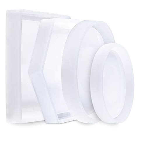 ISIYINER Resin Mold Form Kristall Untersetzer Formen Sechseck Quadrat Runde für DIY Basteln Tischdekoration 4 Stücke von ISIYINER