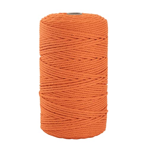 Makramee Garn 3 mm x 200 m Baumwolle Natur Baumwollseil, Baumwollgarn Baumwollkordel für DIY Handwerk Basteln Wand Aufhängung Pflanze Aufhänger Orange von ISIYINER