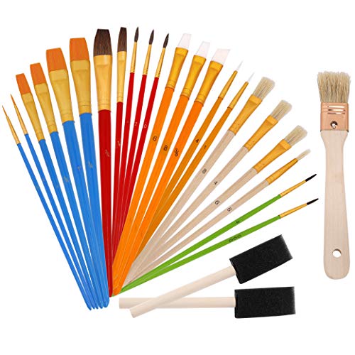 Malen Pinsel Set Künstlerpinsel Premium Nylon Pinsel Aquarell Acryl Flachpinsel Ölmalpinsel für Anfänger Kinder Künstler Gemälde 25 Stück von ISIYINER