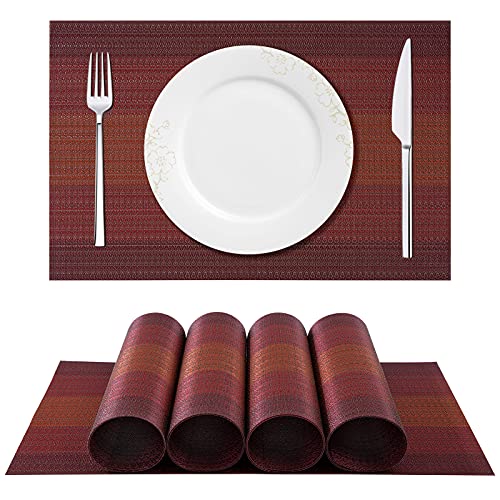 ISIYINER Tischset, Platzset 6er Set rutschfest Abwaschbar PVC Abgrifffeste Hitzebeständig Platzdeckchen für Zuhause Restaurant Speisetisch von ISIYINER