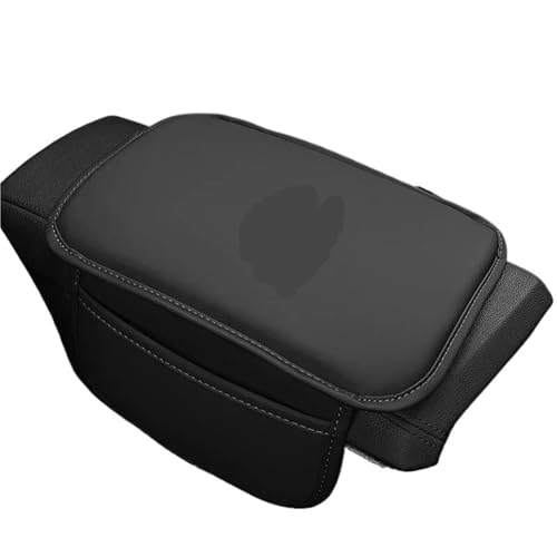 Auto Armlehnenbox Auto Universal Armlehne Abdeckung Leder Auto Armlehne Box Pad Fit Für Hyundai Accent Aslan Avante HB20 I20 I30 I40 Ix20(Black with Bag) von ISJRJF