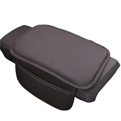 Auto Armlehnenbox Auto Universal Armlehne Abdeckung Leder Auto Armlehne Box Pad Fit Für Hyundai Accent Aslan Avante HB20 I20 I30 I40 Ix20(Brown with Bag) von ISJRJF