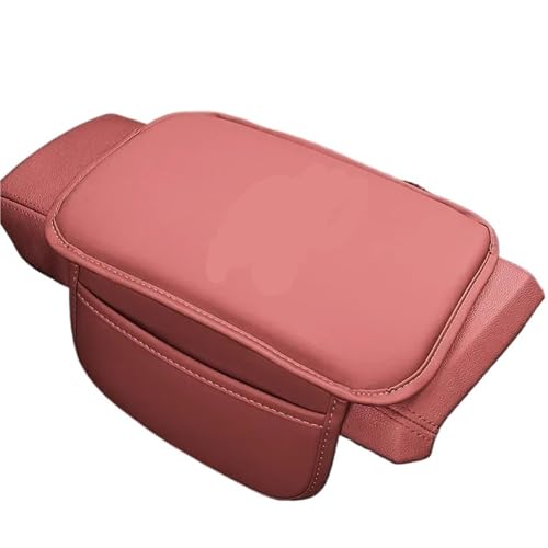 Auto Armlehnenbox Auto Universal Armlehne Abdeckung Leder Auto Armlehne Box Pad Fit Für Hyundai Accent Aslan Avante HB20 I20 I30 I40 Ix20(Red with Bag) von ISJRJF