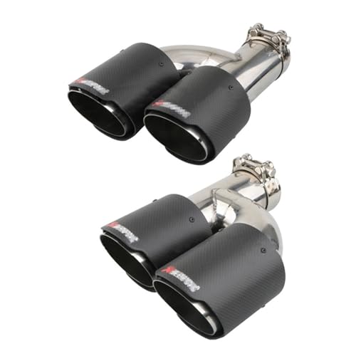 ISJRJF Auspuff Endrohr Schwarze H-Form Double Out Glossy Auspuff Schalldämpfer Spitze Universal Auto Schwanz Hals Schalldämpfer Automobil Auto Modifizieren Auto-Endrohre(Matte 2pc 1L1R) von ISJRJF