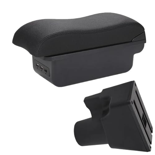 ISJRJF Auto Armlehnenbox Armlehnenbox Passend für Kia Picanto 3 X-Line Autoarmlehne Gebogene Oberfläche Leder Einfache Installation Aufbewahrungsbox Innenraum(B2 Black line 3USB) von ISJRJF