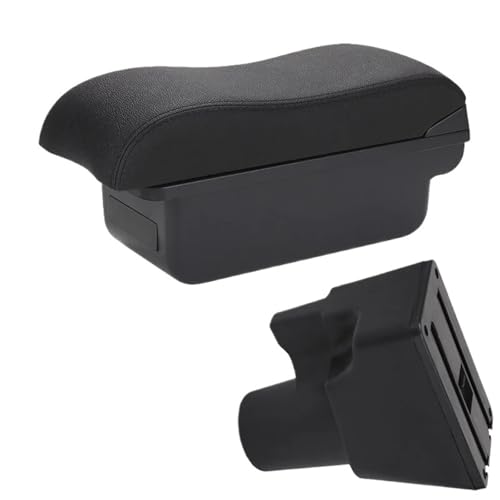 ISJRJF Auto Armlehnenbox Armlehnenbox Passend für Kia Picanto 3 X-Line Autoarmlehne Gebogene Oberfläche Leder Einfache Installation Aufbewahrungsbox Innenraum(C2 Black line NO USB) von ISJRJF