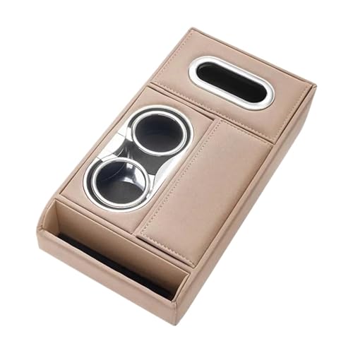 ISJRJF Auto Armlehnenbox Auto Armlehne Kissen Mit 2 Tasse Halter Tissue Box Lagerung Pads Abdeckung Erhöhen Center Konsole Pad Rest(Beige) von ISJRJF