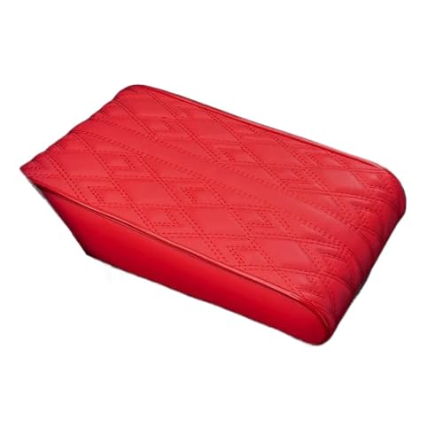 ISJRJF Auto Armlehnenbox PU-Leder Auto Armlehne Matte Center Console Arm Rest Schutz Kissen Auto Armlehnen Aufbewahrungsbox Abdeckung Pad(Armrest Cushion Red) von ISJRJF