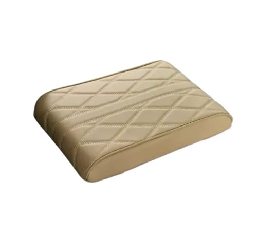 ISJRJF Auto Armlehnenbox PU-Leder Auto Armlehne Matte Memory Cotton Center Console Arm Rest Schutzkissen Auto Armlehnen Aufbewahrungsbox Abdeckung Pad(Beige) von ISJRJF