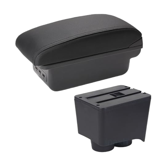 ISJRJF Auto Armlehnenbox Passend für Volkswagen Polo 9N3 Armlehne Auto Armlehnenbox 2002-2009 Nachrüstteile Aufbewahrungsbox Autoinnenausstattung USB(B2 Black line 3USB) von ISJRJF