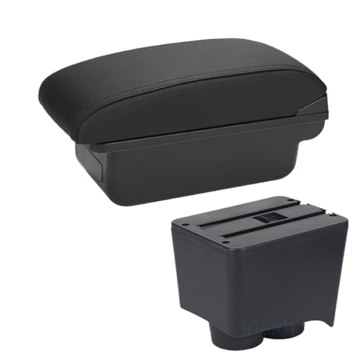 ISJRJF Auto Armlehnenbox Passend für Volkswagen Polo 9N3 Armlehne Auto Armlehnenbox 2002-2009 Nachrüstteile Aufbewahrungsbox Autoinnenausstattung USB(C2 Black line NO USB) von ISJRJF