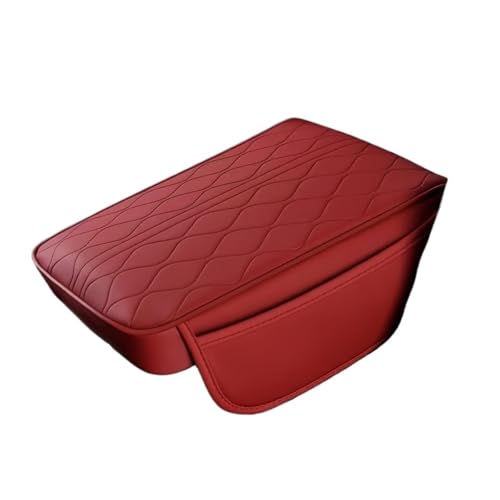 ISJRJF Auto Armlehnenbox Universal Auto Armlehne Pad PU Leder Memory Schwamm Armlehne Kissen Fahrzeug Konsole Abdeckung Schutz(Red) von ISJRJF