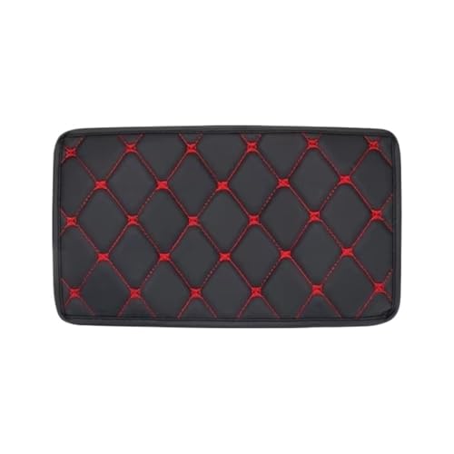 ISJRJF Auto Armlehnenbox Universal Auto Leder Armlehne Matte Auto Armlehnen Aufbewahrungsbox Matten Staubdicht Kissenbezug Armlehnenschutz(Black-red) von ISJRJF