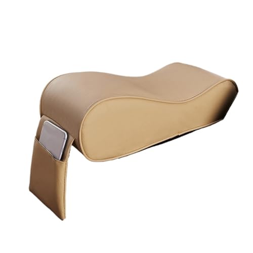 ISJRJF Auto Armlehnenbox Universal Leder Auto Mittelarmlehne Pad Auto Center Console Arm Rest Sitz Box Matte Kissen Kissen Abdeckung Fahrzeug(Beige) von ISJRJF