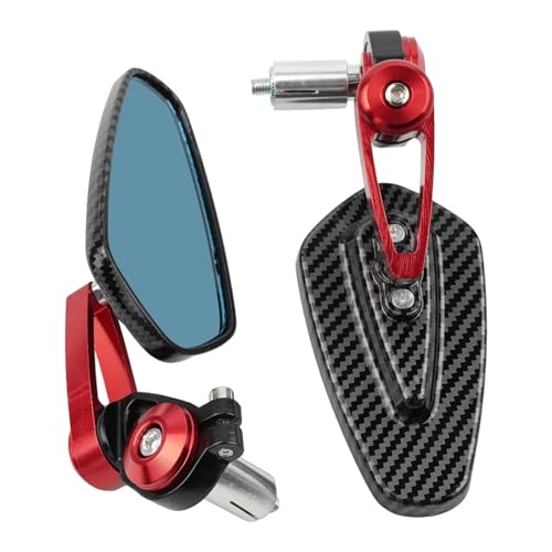 ISJRJF Motorrad Spiegel Set Seitenspiegel Motorrad-Rückspiegel Klarglas Scooter Bar End Lenkerspiegel Rückspiegel Zubehör(Red) von ISJRJF