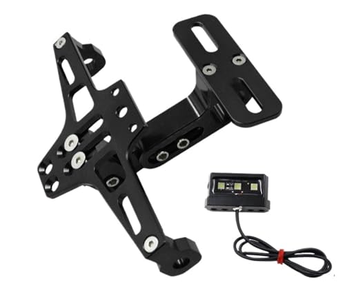 ISJRJF seitlich Nummernschildhalter Fit Für Honda Hornet 900 600 CB600F CB600F 1998-2014 Motorrad Einstellbare Hinten Kennzeichen Halter Halterung LED Licht Kennzeichenhalter(Black) von ISJRJF